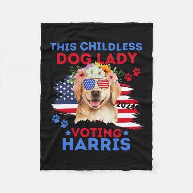 Couverture Polaire Chien Lady Vote Kamala Harris 2024 Golden Retrieve (Devant)