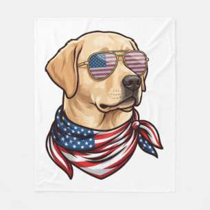 Couverture Polaire Chien Lunettes de soleil Bandana Drapeau Usa