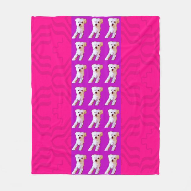 Couverture Polaire Chien maltais pourpre rose 4Jojo (Devant)