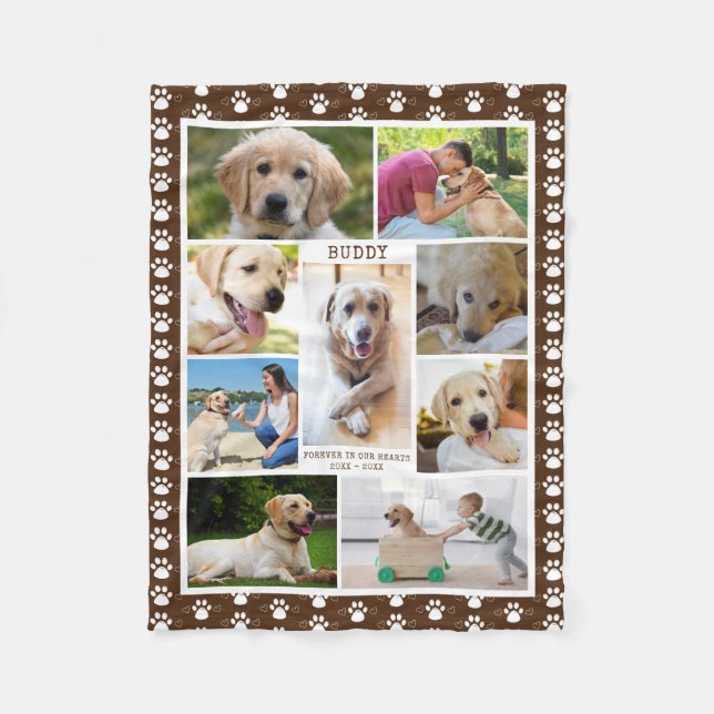Couverture Polaire Chien Memorial Photo Collage Empreintes de pattes  (Devant)