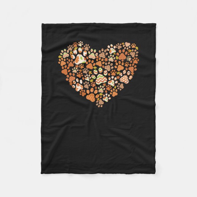 Couverture Polaire Chien mignon-chat-patte-citrouille-automne-feuille (Devant)