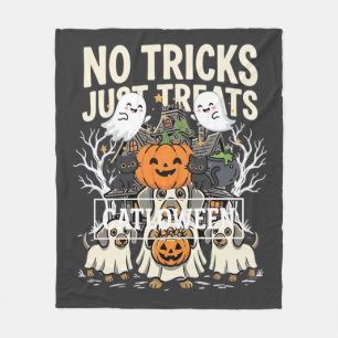 Couverture Polaire Chien Mignon Halloween Pas de Farces Rien que des