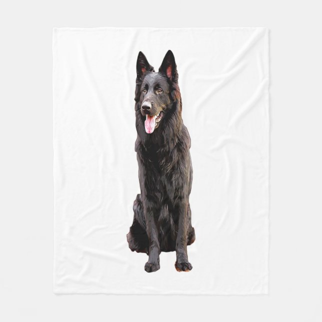 Couverture Polaire Chien noir berger allemand (Devant)