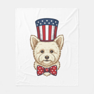 Couverture Polaire Chien patriotique chapeau haut de forme vintage ve