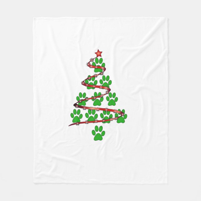 Couverture Polaire Chien Paws Imprimer l'arbre de Noël pour les Amour (Devant)