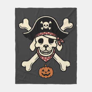 Couverture Polaire Chien Pirate Vintage Halloween Crâne Os Croisés