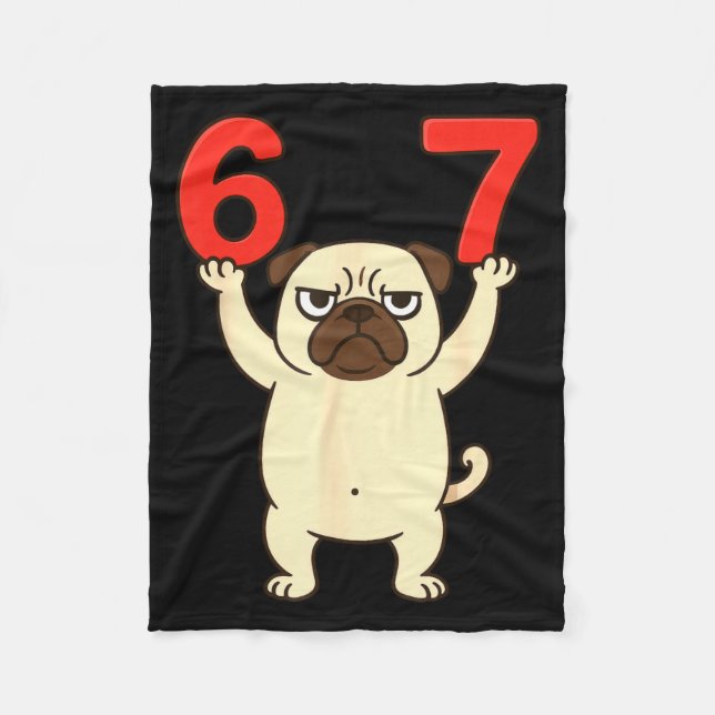Couverture Polaire Chien Pug Drôle 67 Mème Six Sept  (Devant)