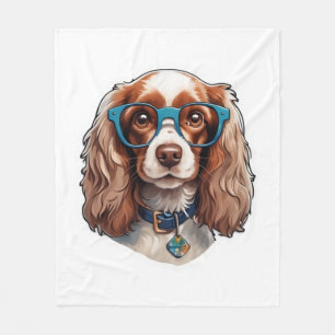 Couverture Polaire Chien Puppy Pooch Cute Drôle Lunettes Etudiant