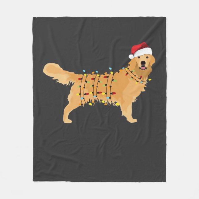 Couverture Polaire Chien Retriever Doré Vacances Lumière de Noël Esse (Devant)