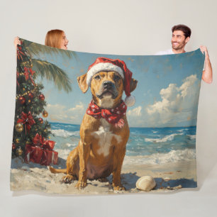 Couverture Polaire Chien Rhodesian Ridgeback Noël Vintage Plage