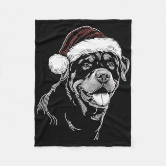 Couverture Polaire Chien Rottweiler Chapeau de Père Noël Noël Xmas Py