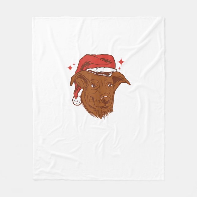 Couverture Polaire Chien Santa Hat - Fantastique Noël (Devant)