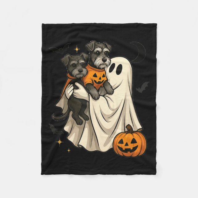 Couverture Polaire Chien Schnauzer Miniature Fantôme Halloween (Devant)