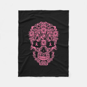 Couverture Polaire Chien Sugar Crâne rose Ruban Cancer du sein