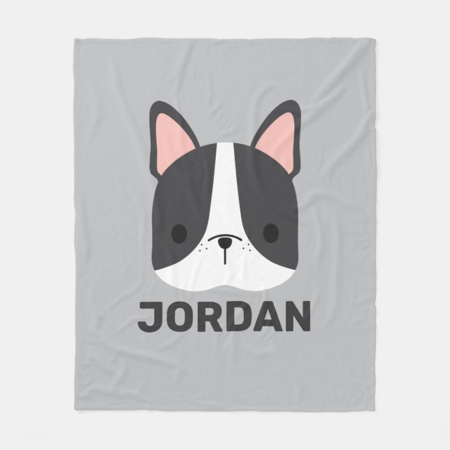 Couverture Polaire Chien-taureau français mignon avec nom personnalis (Devant)