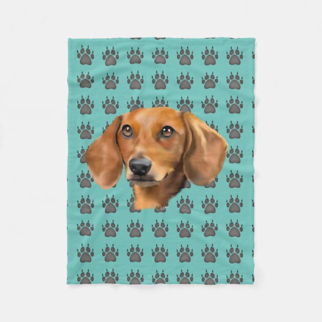 Couverture Polaire Chien teckel rouge (Devant)