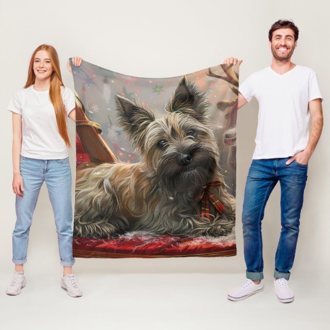 Couverture Polaire Chien Terrier Skye Noël Festif (En situation)