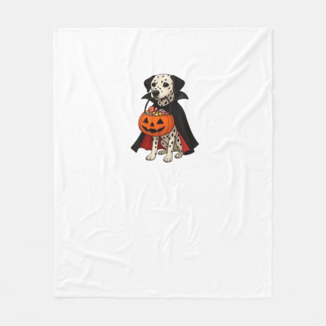 Couverture Polaire Chien Vampire Dalmatien d'Halloween avec Panier de (Devant)