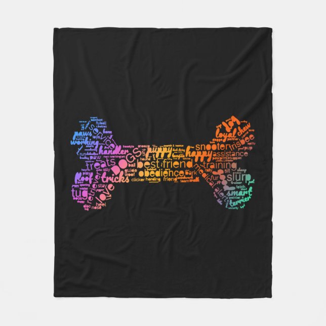 Couverture Polaire Chien Word Cloud (couleur osseuse) (Devant)