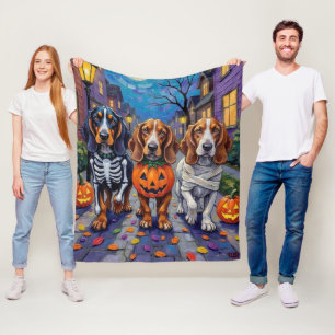Couverture Polaire Chiens Basset Hound faisant Trick-or-Treating pour