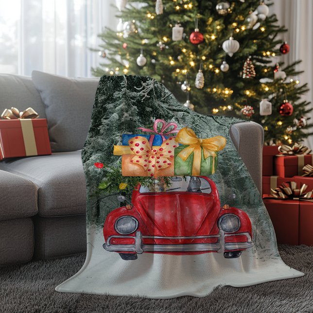 Couverture Polaire Chiens bergers allemands Noël Rendre à la maison (German Shepherd Dogs Christmas Driving it Home Fleece Blanket)