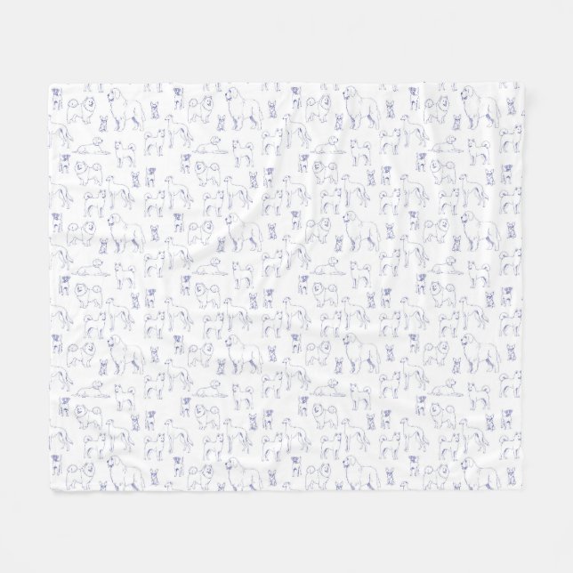 Couverture Polaire Chiens bleus (Devant (Horizontal))