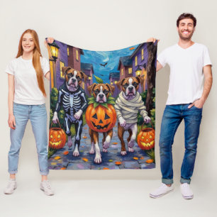 Couverture Polaire Chiens Boxers demandant des friandises pour Hallow
