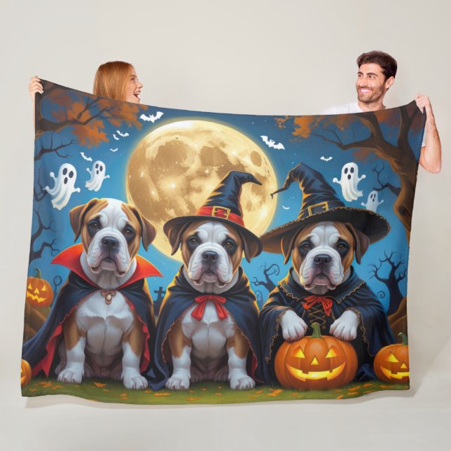 Couverture Polaire Chiens Bullmastiff Citrouille Halloween Funny (En situation)