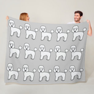 Couverture Polaire Chiens Caniches Jouets Blancs sur Fond Gris
