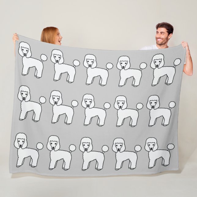Couverture Polaire Chiens Caniches Jouets Blancs sur Fond Gris (En situation)