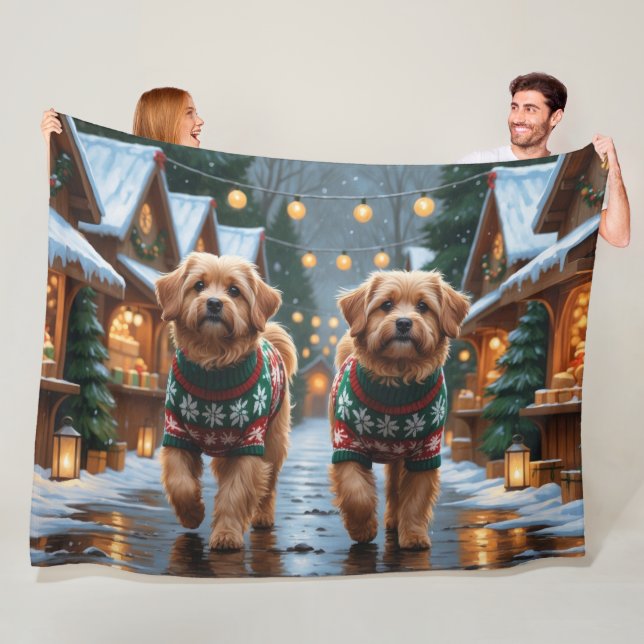 Couverture Polaire Chiens Coton De Tulear Noël Neige Fêtes (En situation)