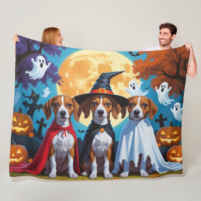 Couverture Polaire Chiens de Basenji Citrouille Halloween drôle (En situation)