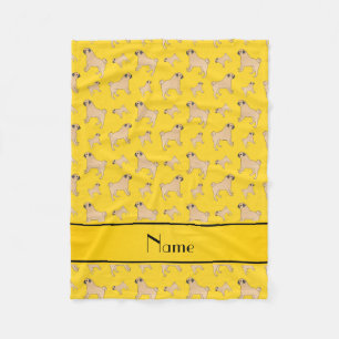 Couverture Polaire Chiens de Carlin jaune de nom personnalisé