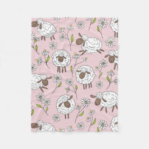 Couverture Polaire Chiens de comptage sur coton bonbon rose