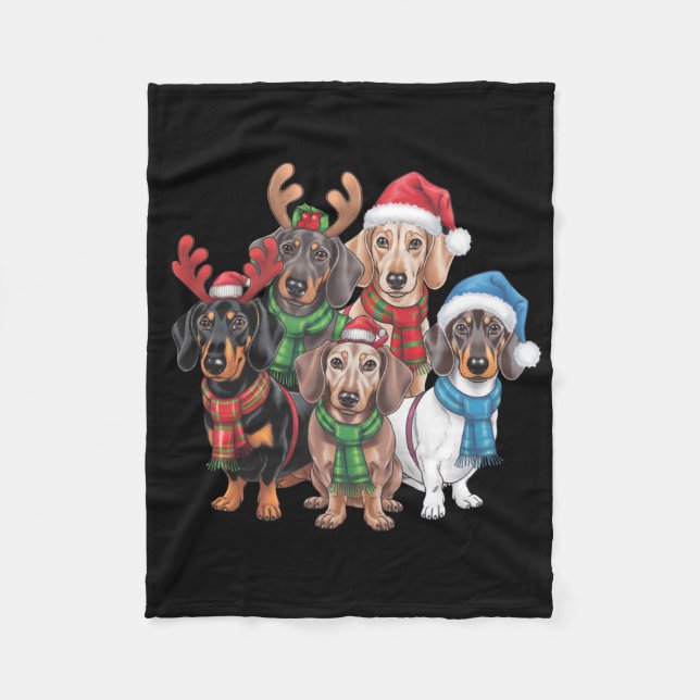 Couverture Polaire Chiens De Dachshund Habillés De Fête (Devant)