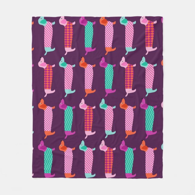 Couverture Polaire Chiens de Dachshund : Motif mignon sans couture. (Devant)