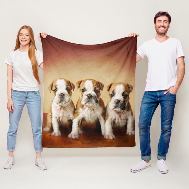 Couverture Polaire Chiens de taureau anglais vraiment mignons (En situation)