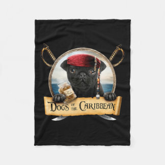 Couverture Polaire Chiens des Caraïbes - Doux Pirate Pug Noir