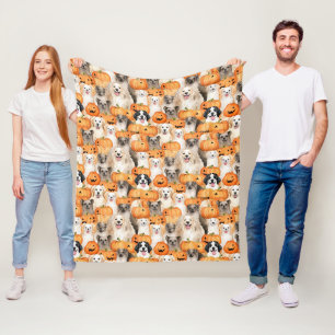 Couverture Polaire Chiens d'Halloween - Races de chiens mignons avec 