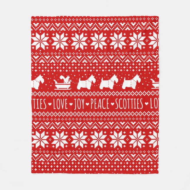 Couverture Polaire Chiens écossais de fête Noël | Scottish Terriers (Devant)