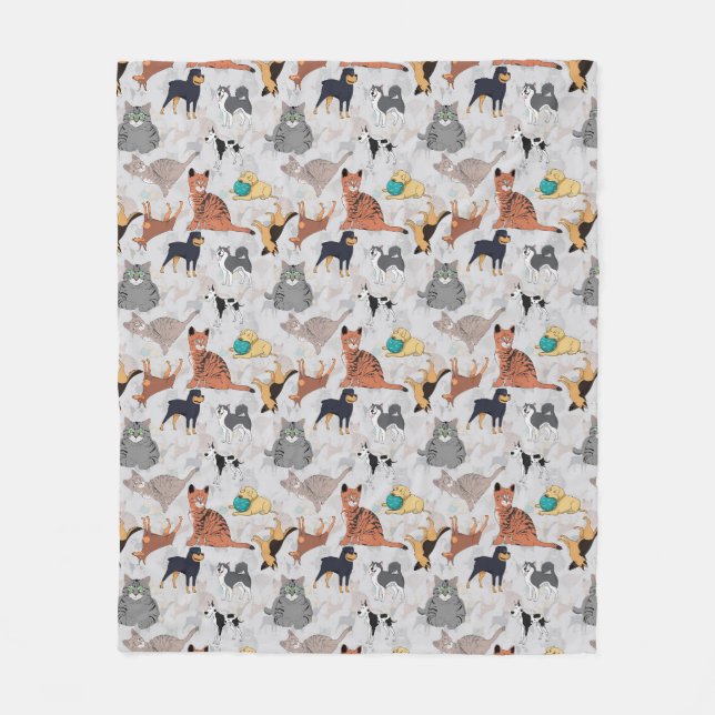 Couverture Polaire Chiens Et Chats Cutes Design Motif (Devant)