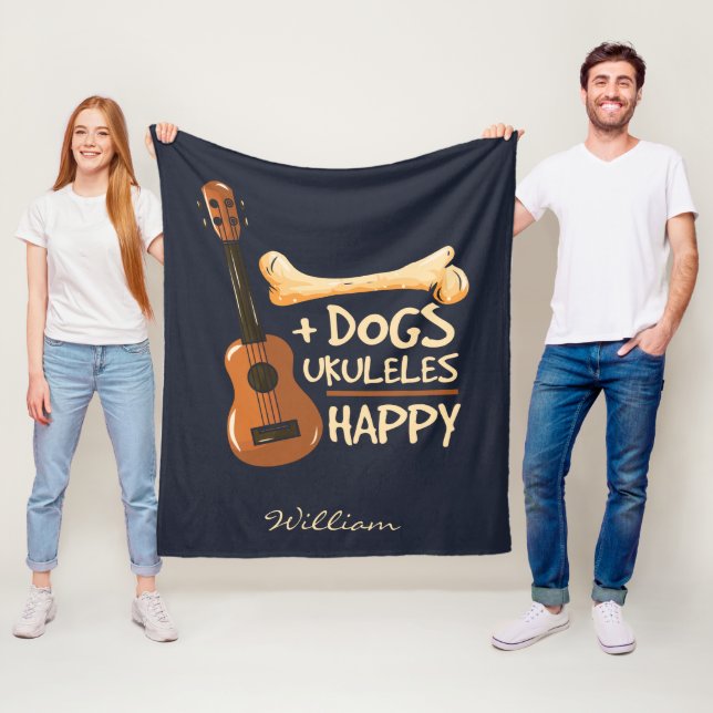 Couverture Polaire Chiens et Ukulele me rendent heureux (En situation)