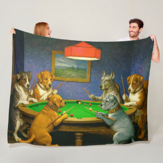 Couverture Polaire Chiens Jouant au Snooker Billard Détournement Amus