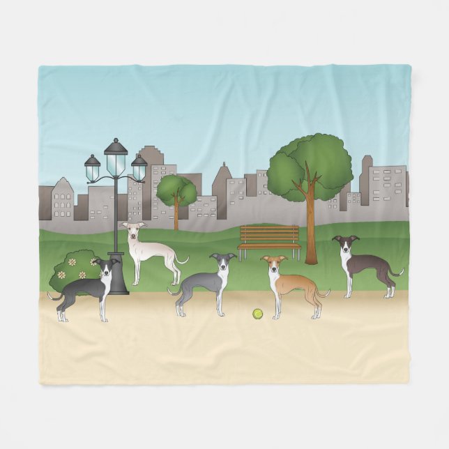 Couverture Polaire Chiens levrettes italiens mignons dans un parc - i (Devant (Horizontal))