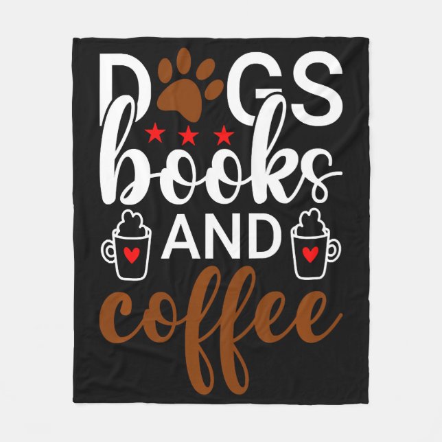 Couverture Polaire Chiens Livres Et Café (Devant)