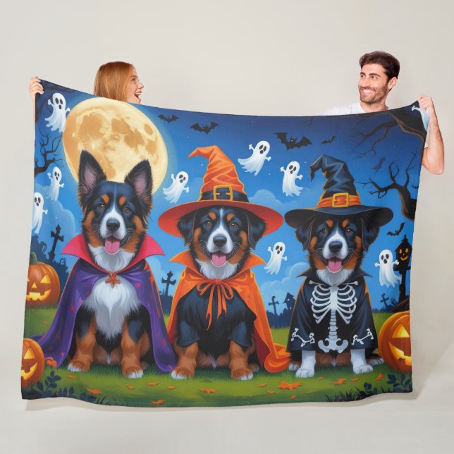 Couverture Polaire Chiens Malinois belges Citrouille Halloween Funny (En situation)