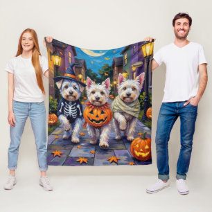 Couverture Polaire Chiens maltais allant chercher des friandises Hall