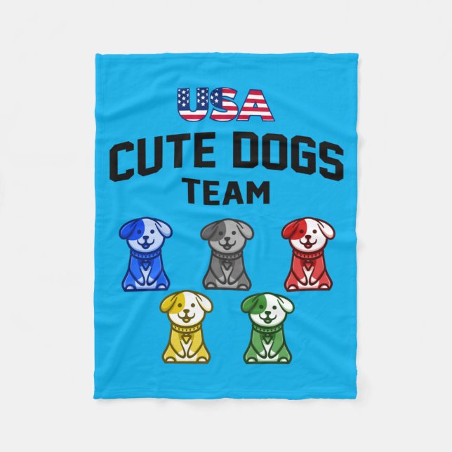 Couverture Polaire Chiens Mignons Drôles Équipe De Chiots Usa (Devant)
