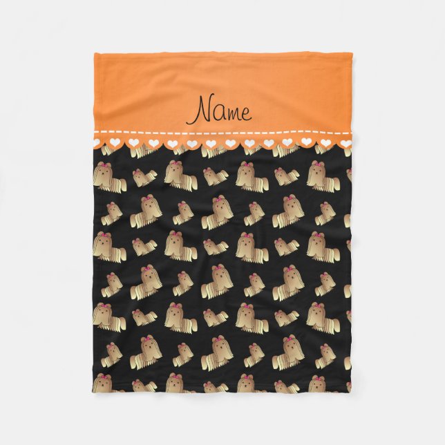 Couverture Polaire Chiens noirs nommés personnalisés de tzu de shih (Devant)