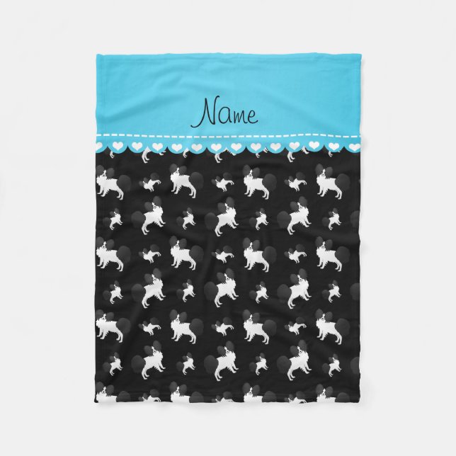 Couverture Polaire Chiens noirs Papillon de nom personnalisé (Devant)
